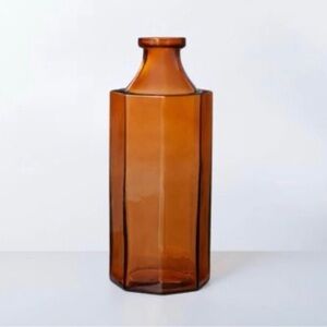 Octagonal Amber Glass Bottle Vase Large-Hearth & Hand with Magnolia